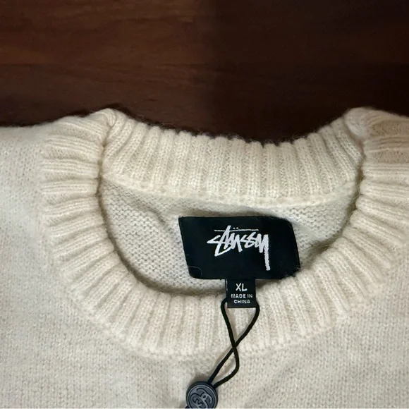 STÜSSY Double Cable Sweater in Natural Men's Size XL Stussy